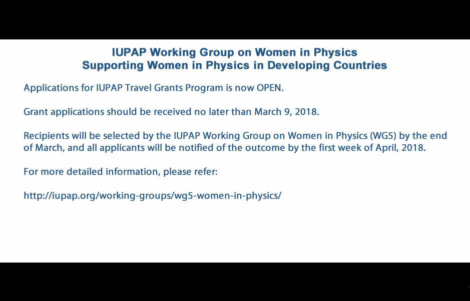 IUPAP Working Group on Women in Physics Supporting Women in Physics in Developing Countries