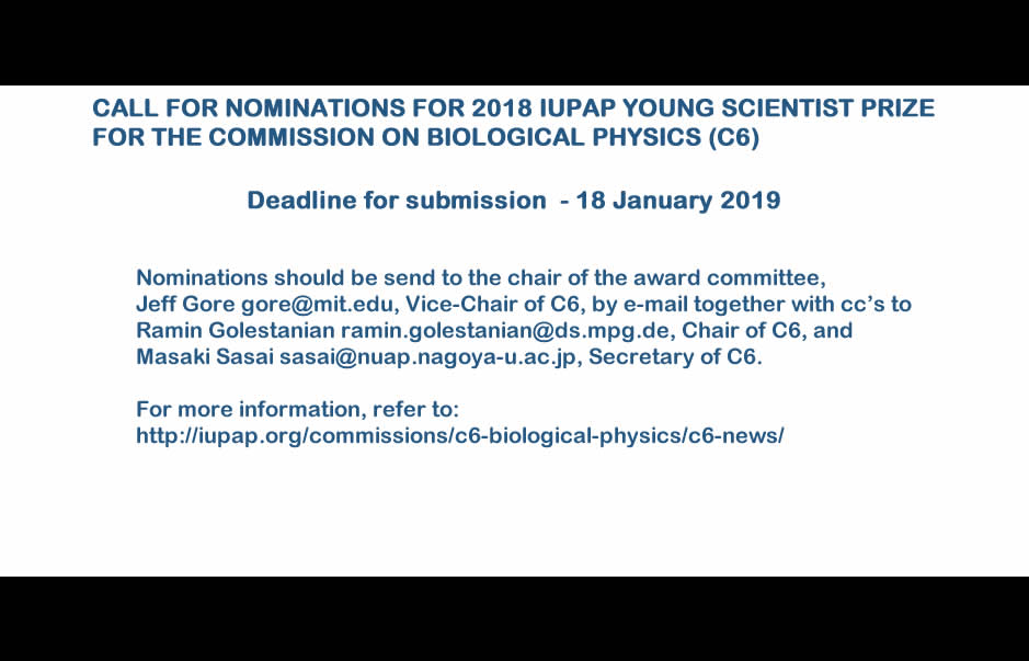 FOR THE COMMISSION ON BIOLOGICAL PHYSICS (C6)
